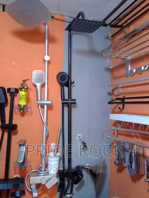Black Shower Pole, Rain Shower, Three in One Tap, Mixture