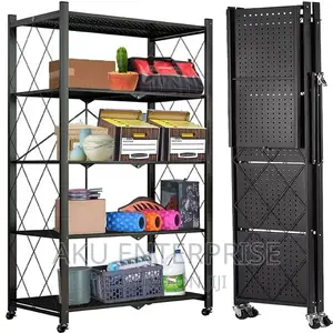 5 Tier Storage Shelves With Wheels Collapsible Kitchen Cart