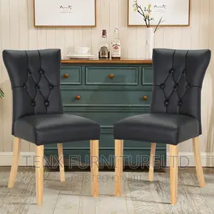 2pcs Kitchen Dining Chairs Faux Leather Retro Padded