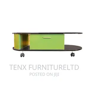 Coffee Table Wooden White/Blue/Black ( Castors/Wheels)