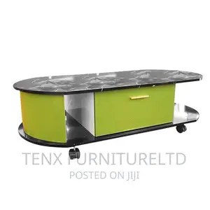 Coffee Table Wooden White/Blue/Black ( Castors/Wheels)