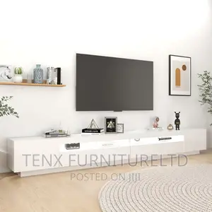 Tv Cabinet With Led Lights Tv Stand Unit (White)
