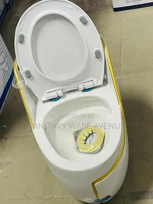 Egg Water Closet - Small Tank Toilet - White and Gold WC