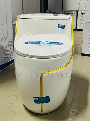 Egg Water Closet - Small Tank Toilet - White and Gold WC
