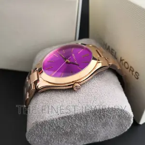 Michael Kors Ladies Watch Slim Runway Rose Gold Plum MK3550
