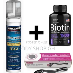 Kirkland Minoxidil Foam + Roller + Biotin -[Beard +Hairline]