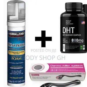 Kirkland Minoxidil Foam + Roller + DHT Blocker for Hairline