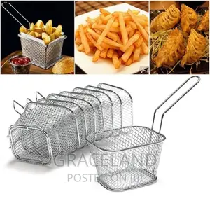 6pic French Fries Basket Portable Stainless Steel Chips Mini