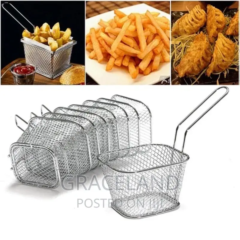 6pic French Fries Basket Portable Stainless Steel Chips Mini