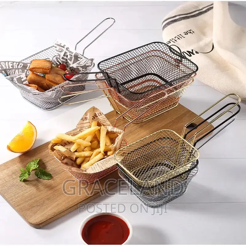 6pic French Fries Basket Portable Stainless Steel Chips Mini