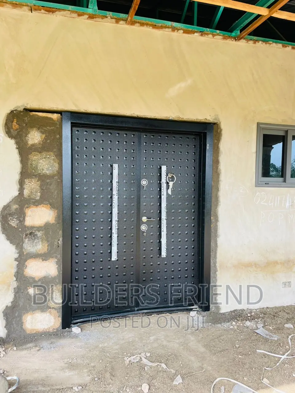 Al Black Double Entrance Turkish Heavyduty Security Door Set