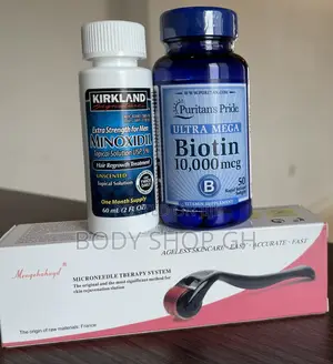 Beard and Hairline Pack - Biotin + Derma Roller + Kirkland
