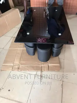Glass Center Table With 2 Stools