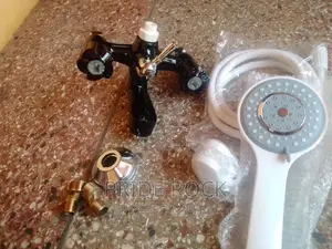 Plastic Telephone Shower Tap, Black and White, Anti Rust