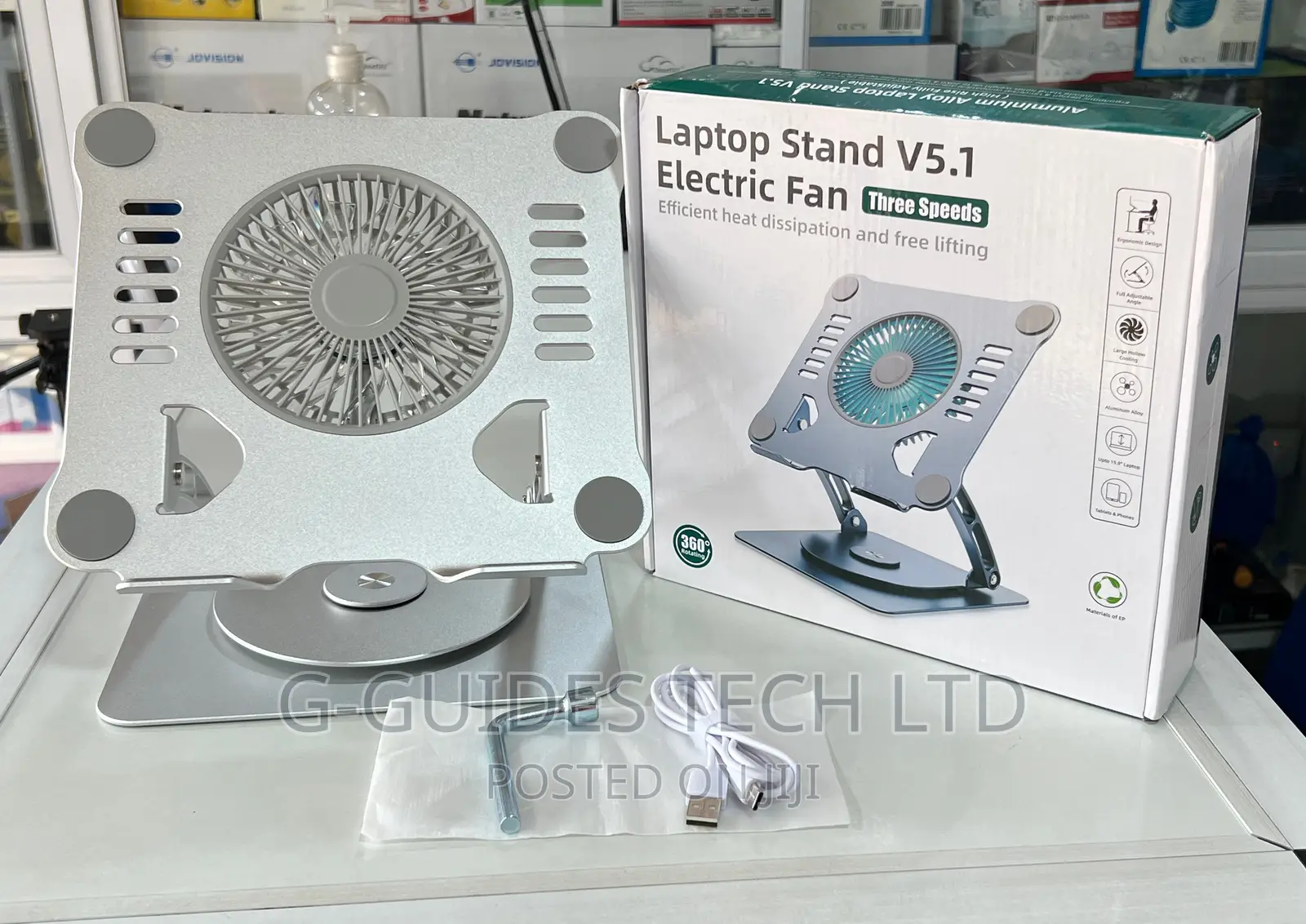 Laptop Stand With Cooling Fan and 360 Rotating Base