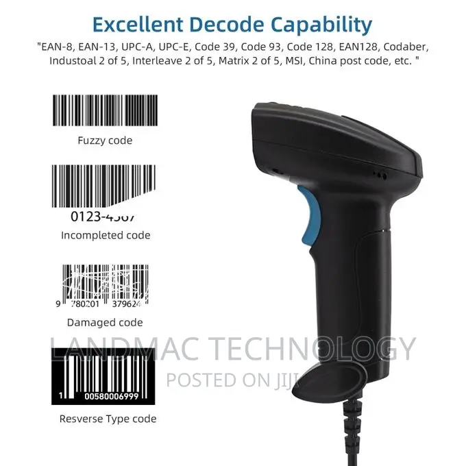 1D Barcode Scanner Handheld USB Wired Bar Code Reader Manual