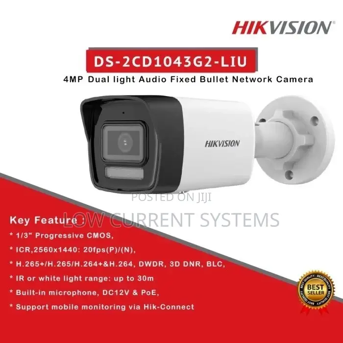 Hikvision 4mp Hybrid Audio Bullet Ip Camera Ds-2cd1043g2-Liu