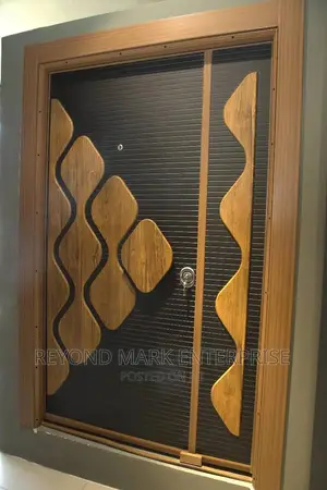 Single Security Door. Wooden Embosed Security Door