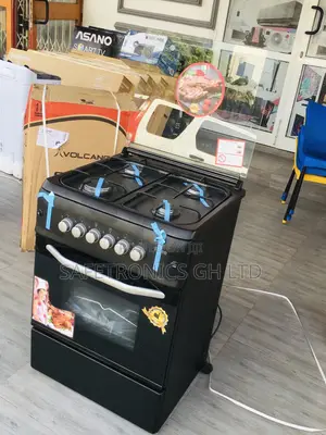 Oven With Grill 60x60 Glass Lid 4 Gas Cooker Black Ferre