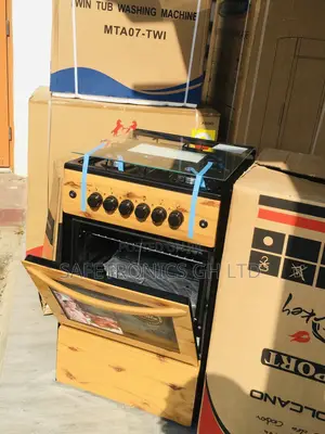 50x50 Oven With Grill Glass Lid Light Wooden 4 Gas Burner