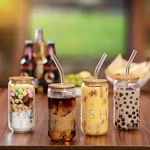 Glass Cup With Glass Straw