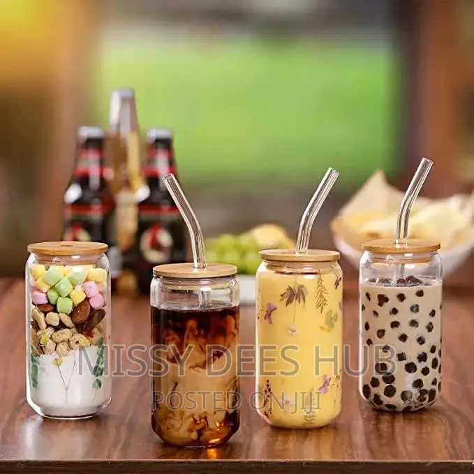 Glass Cup With Glass Straw