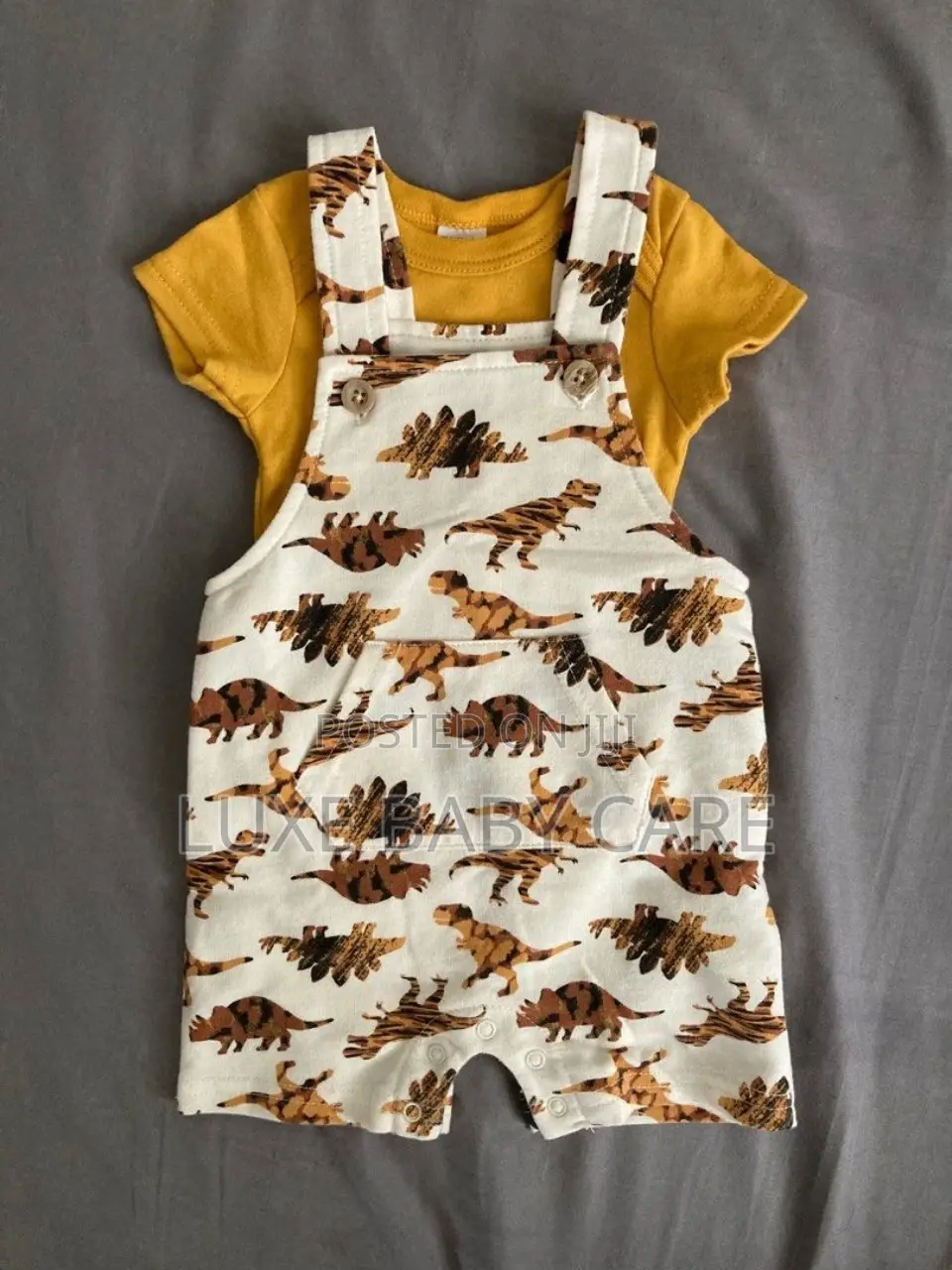 Baby Boy's 3-Piece Dinosaur Romper Bodysuit Set