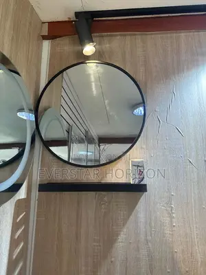 Round Matte Black High Definition Mirror
