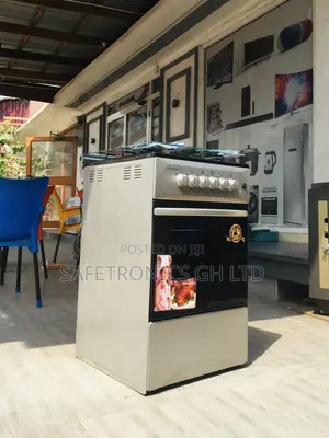 Ferre Gray Oven With Grill 4 Gas Burner Glass Lid 50x55