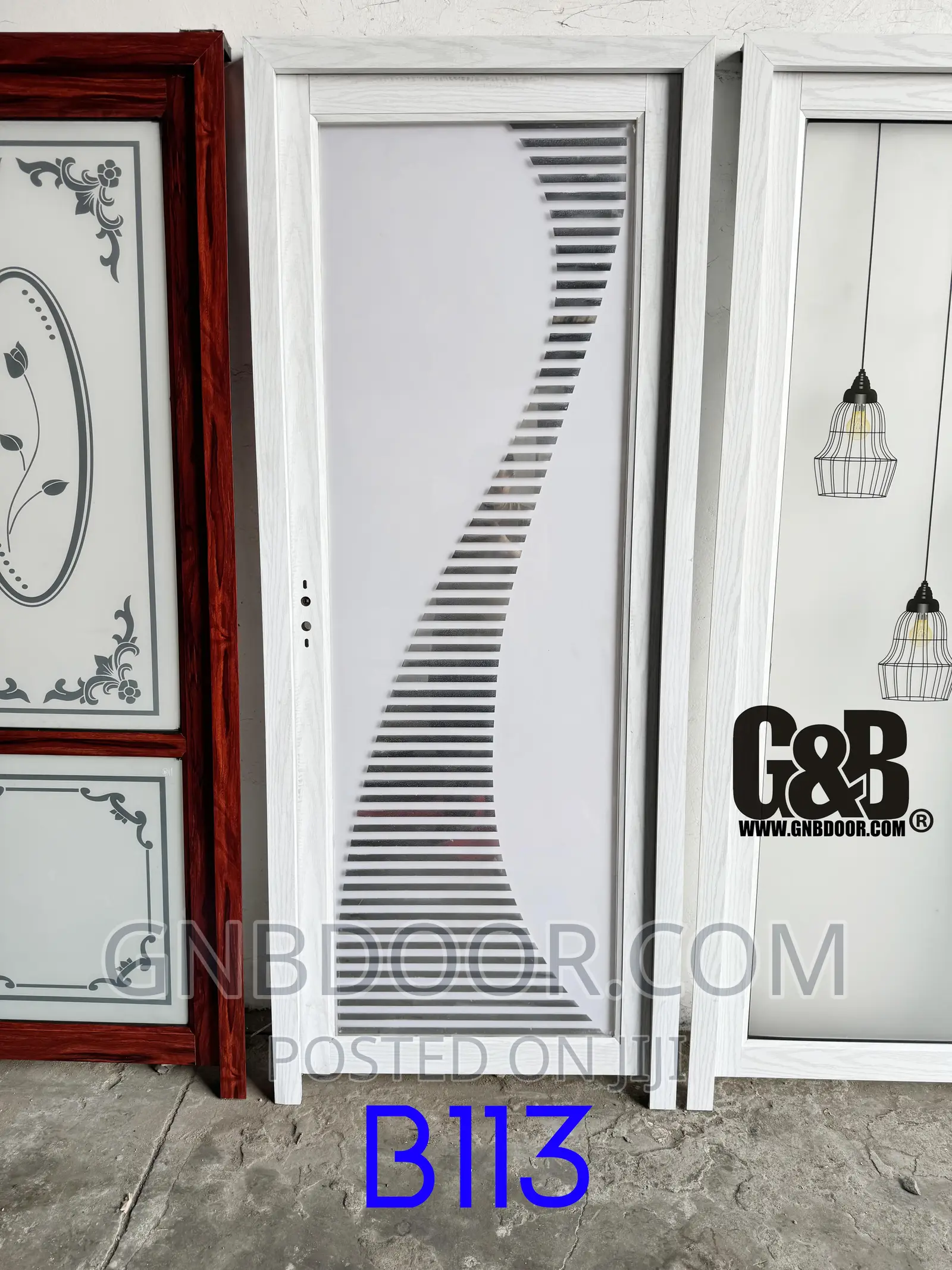 B113 Glass Door Bathroom Door Safety Glass Aluminum Frame