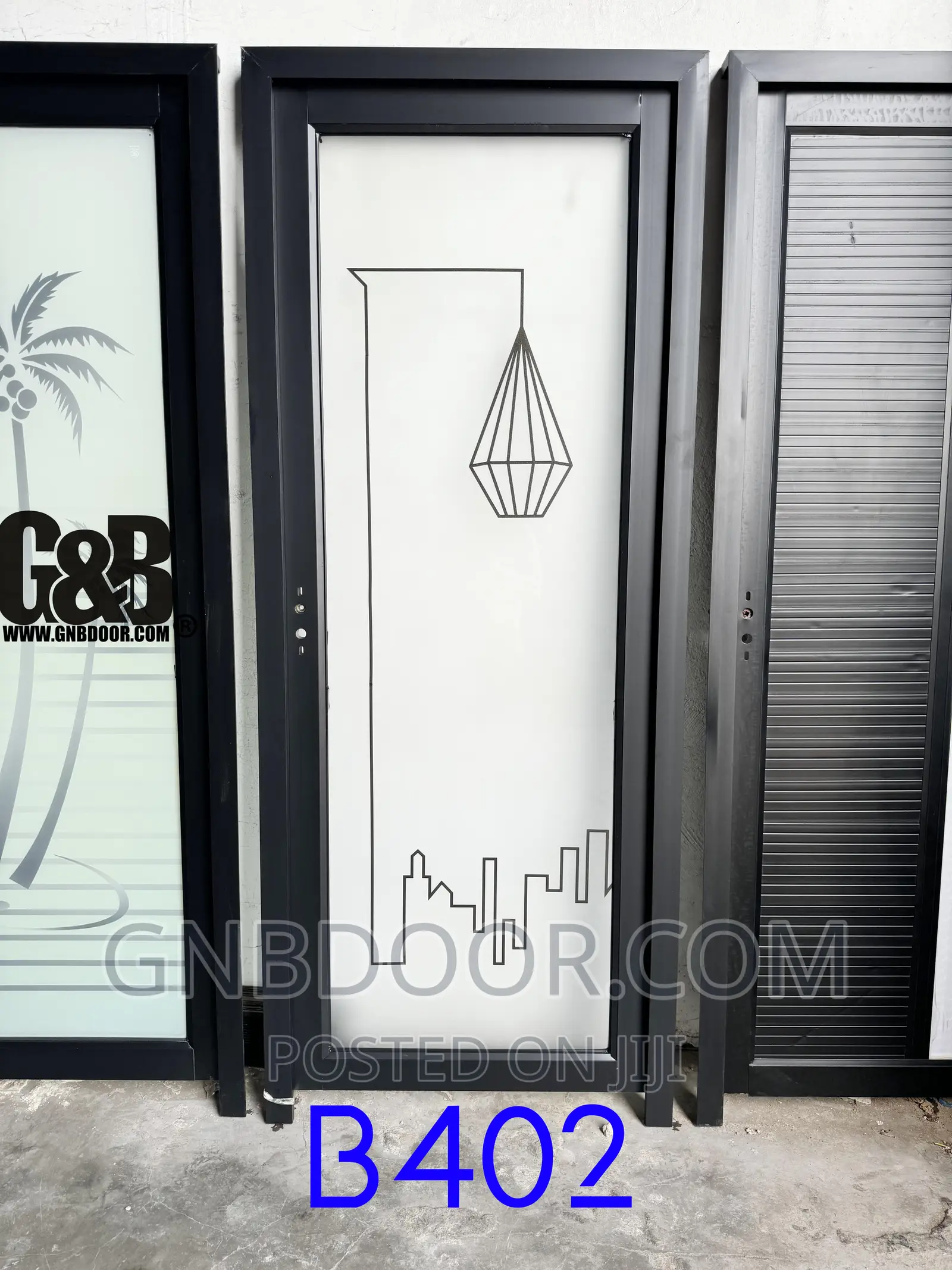B402 Glass Door Bathroom Door Safety Glass Aluminum Frame