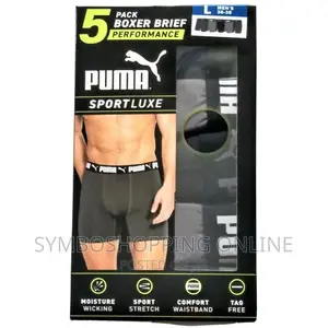 Large Puma Men's Sportluxe 5 Pair Performance Boxer Briefs