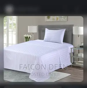 White Stripped Cotton Bedsheets for Hotels