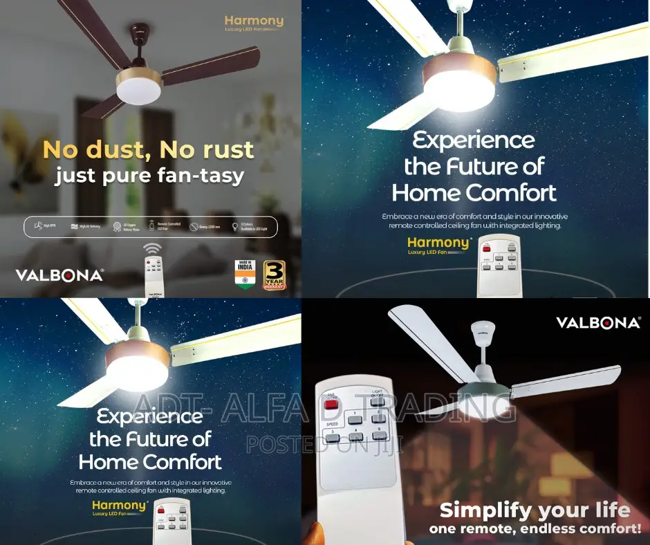 VALBONA 12W - Harmony Ceiling Fan With Led Light And Remote