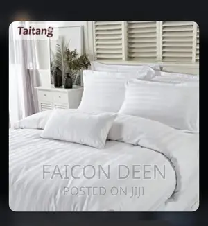 Luxurious White Stripped Bedsheet With Pillow Cases