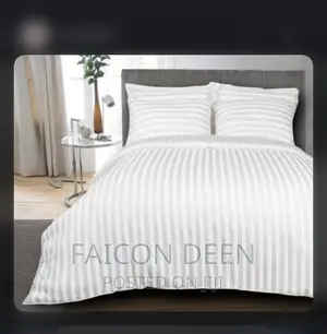 Hotel White Stripped Bed With Pillow Cases