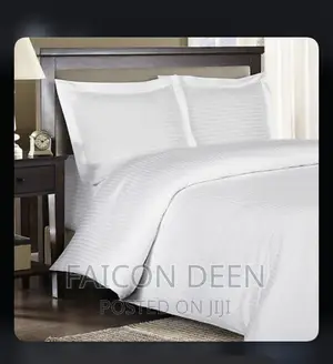 Stripped Cotton White Bedsheets With Pillow Cases for Hotels