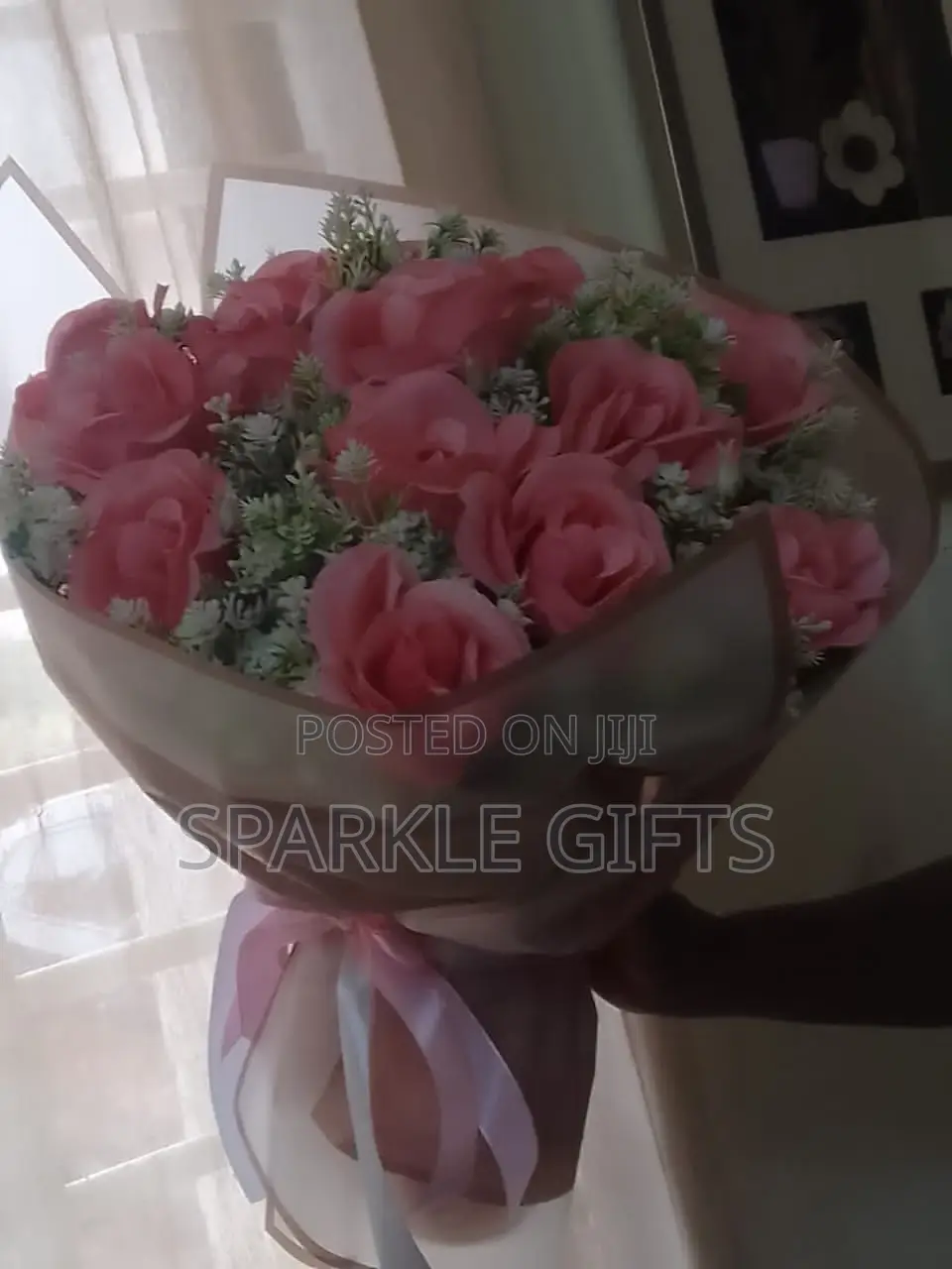Artificial Pink Rose Bouquet, Valentine, Birthday, Gift