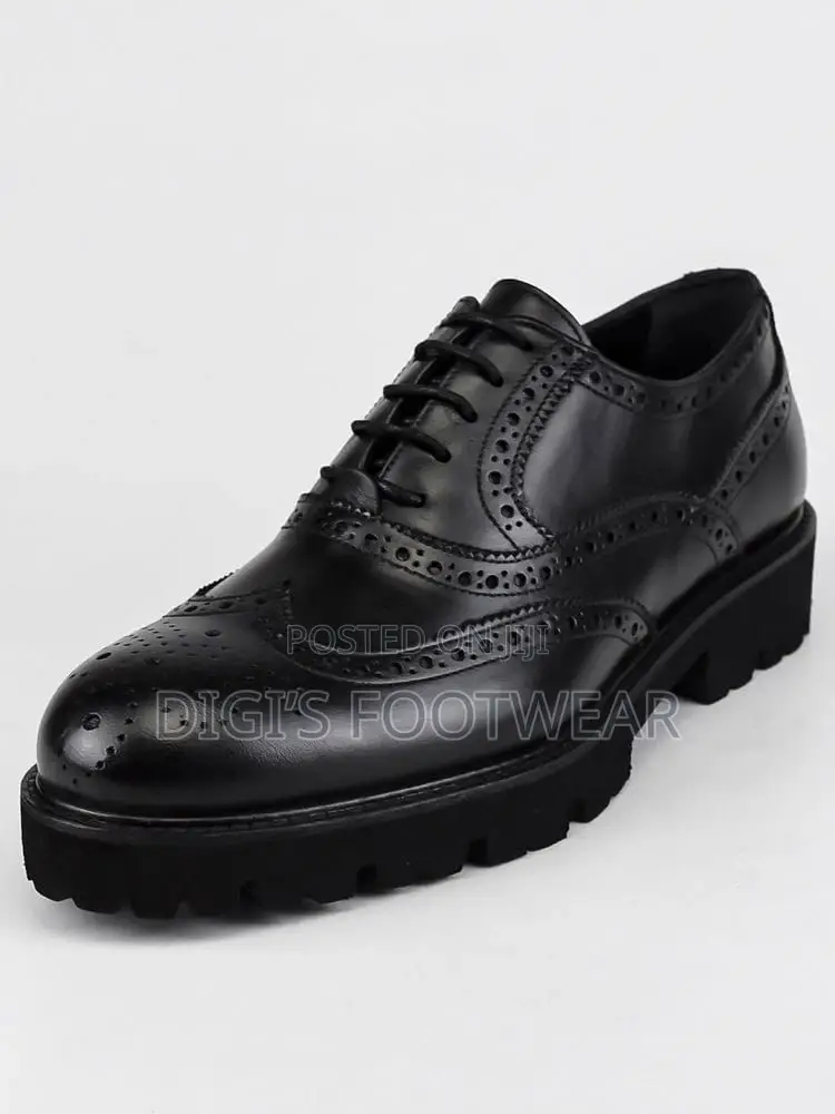 Black High Quality Leather Platform Shoe