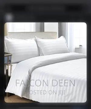 Stripped Thick Cotton Hotel White Bedsheet With Pillow Cases