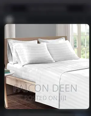 Exquisite Cotton Stripped Hotel Bedsheets With Pillow Cases