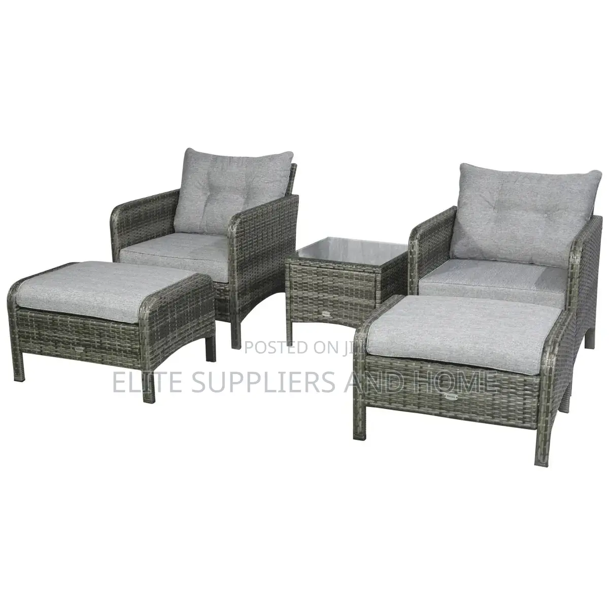 Garden Set 4 Chairs + 4 Footrests + 2 Tables