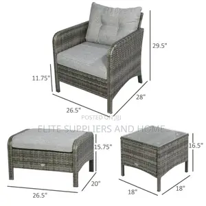 Garden Set 4 Chairs + 4 Footrests + 2 Tables