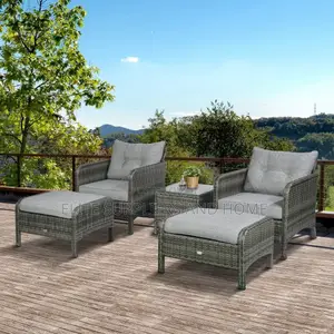 Garden Set 4 Chairs + 4 Footrests + 2 Tables