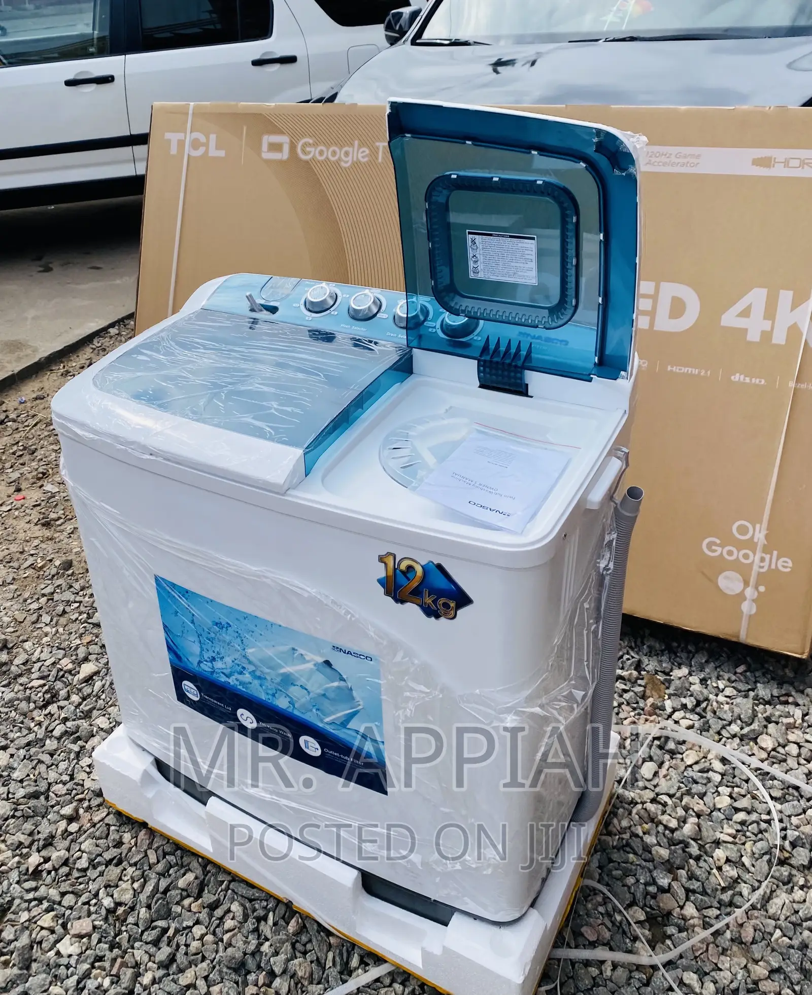 Fresh in Box Nasco 12kg Twin Tap Washing Machine.