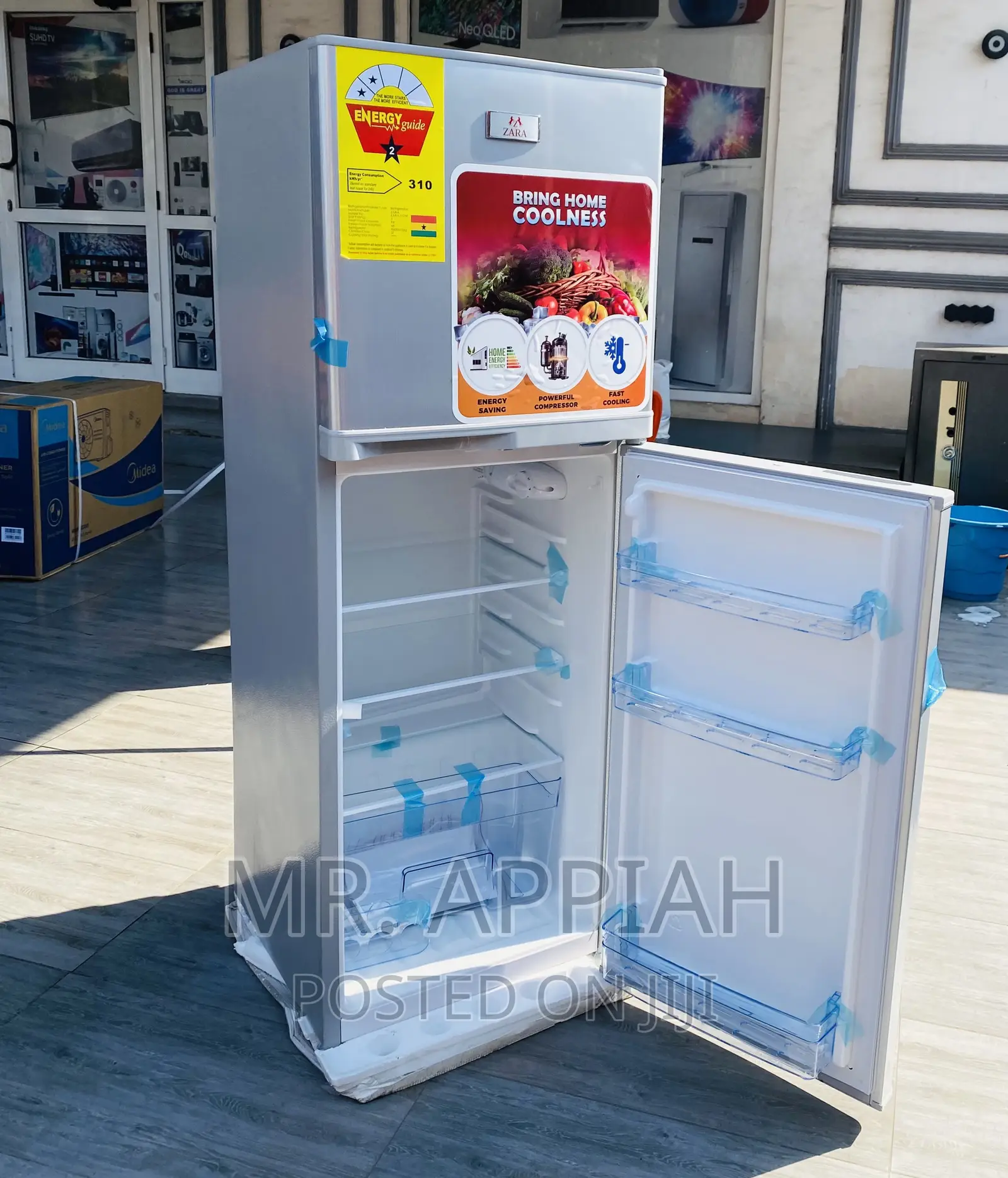 Fast Cooling Zara 22TM Double Door Electric Fridge,Silver.