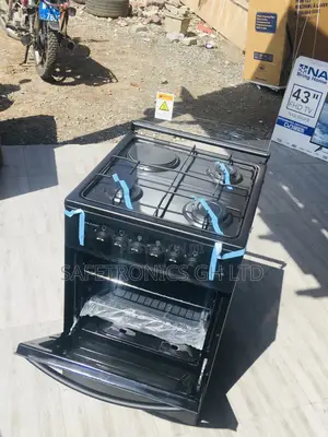 1 Electric Oven With Grill 3 Gas Burner 50x50 Black Volcano