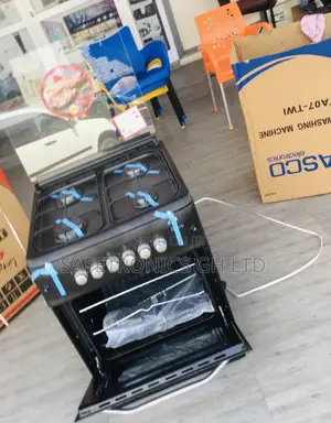 Black Glass Lid Oven With Grill 60x60 Ferre 4 Gas Burner