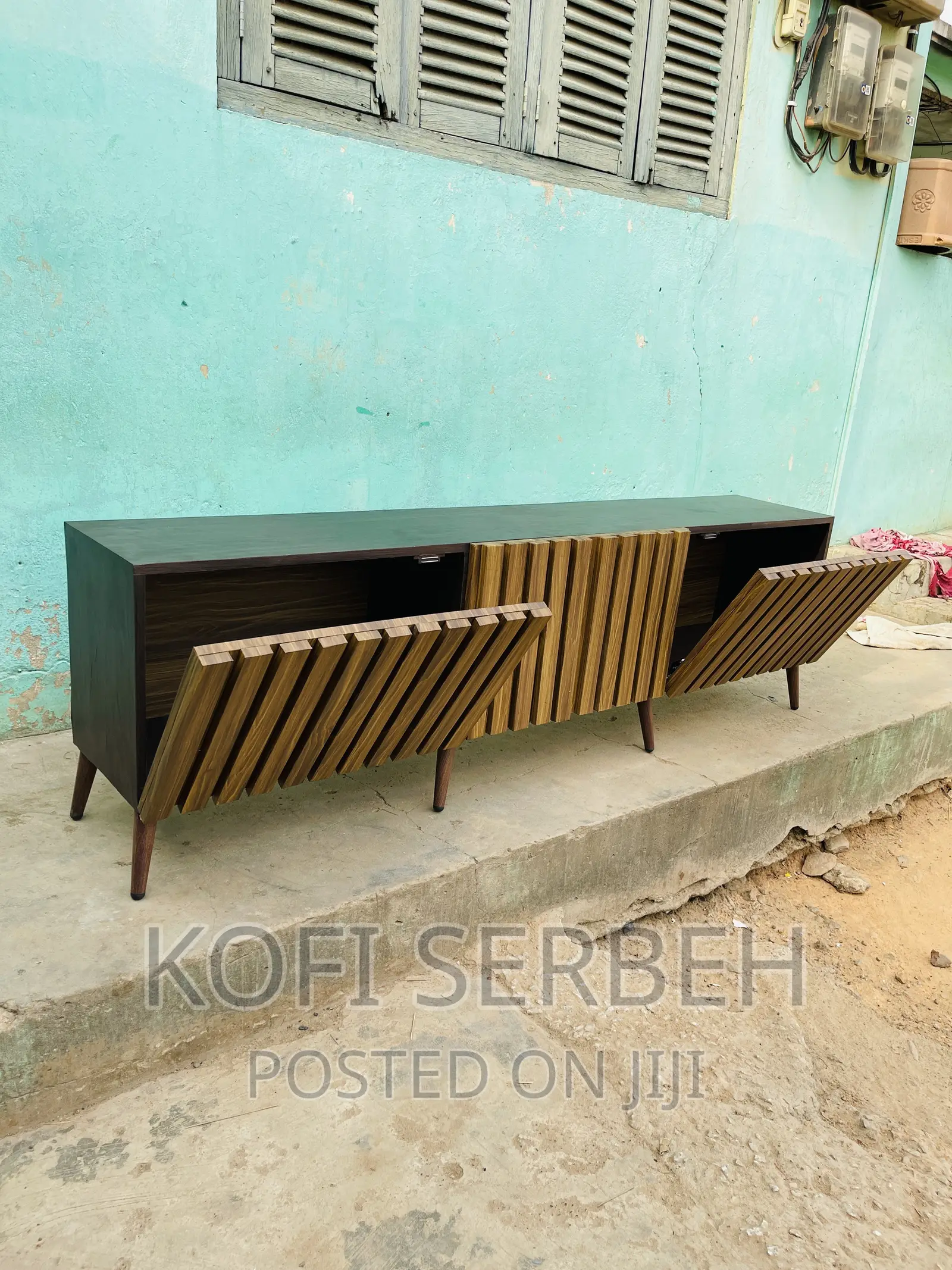 Wooden Tv Stand With Panel Doors