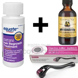 Equate Minoxidil + Derma Roller + Castor Oil for Hairloss